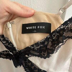 White Fox Cream Top or short dress with Black Lace